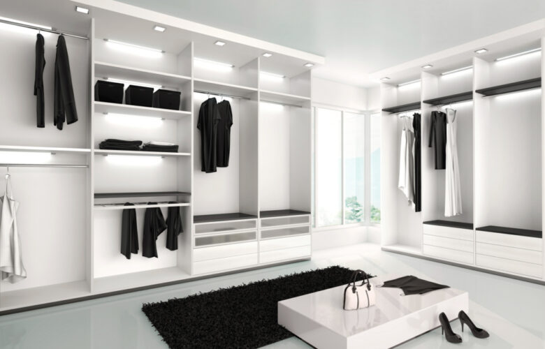 3d illustration of Luxurious white wardrobe in a modern style