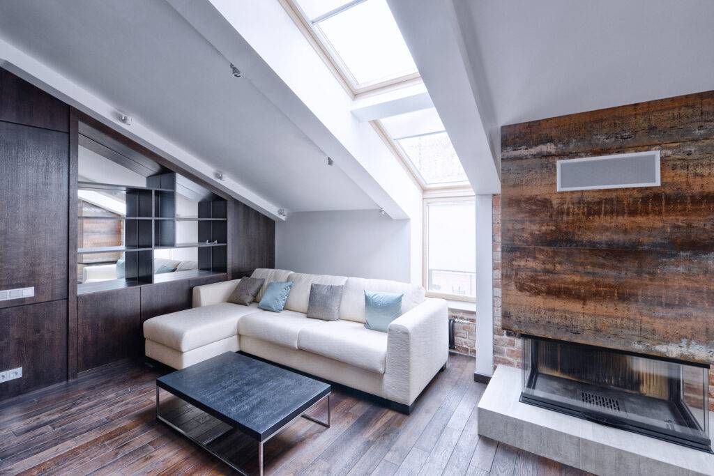 Modern apartment interior in loft style.Living room interior.